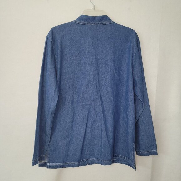 Nina Piccalino Shirt Womens 8 Blue Denim Beaded Toggle Jacket Shacket Vintage - Picture 8 of 15